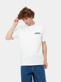 Carhartt WIP S/S University Script T-Shirt Cotton Single Jersey White / Black